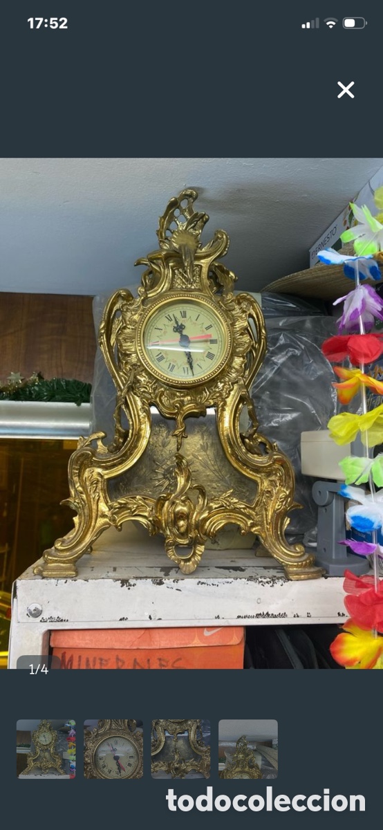 Vintage: Reloj antiguo de mesa dorado