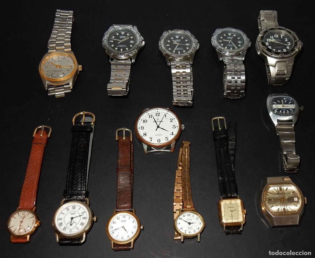 Vintage: Lote 13 relojes - Lorus, Yves Renoid, Seiko ... cuerda y cuarzo - 10 funcionan