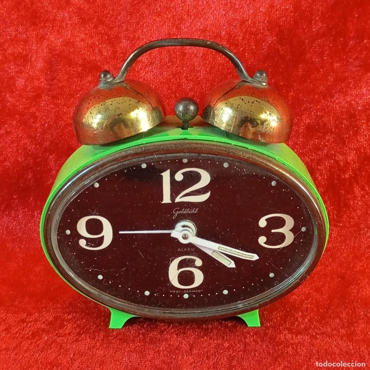 Vintage: ANTIGUO RELOJ DESPERTADOR MEC&Aacute;NICO - MARCA GOLDB&Uuml;HL - ALEMANIA - POP ART - 1970 - 8 X 9 CM - 25