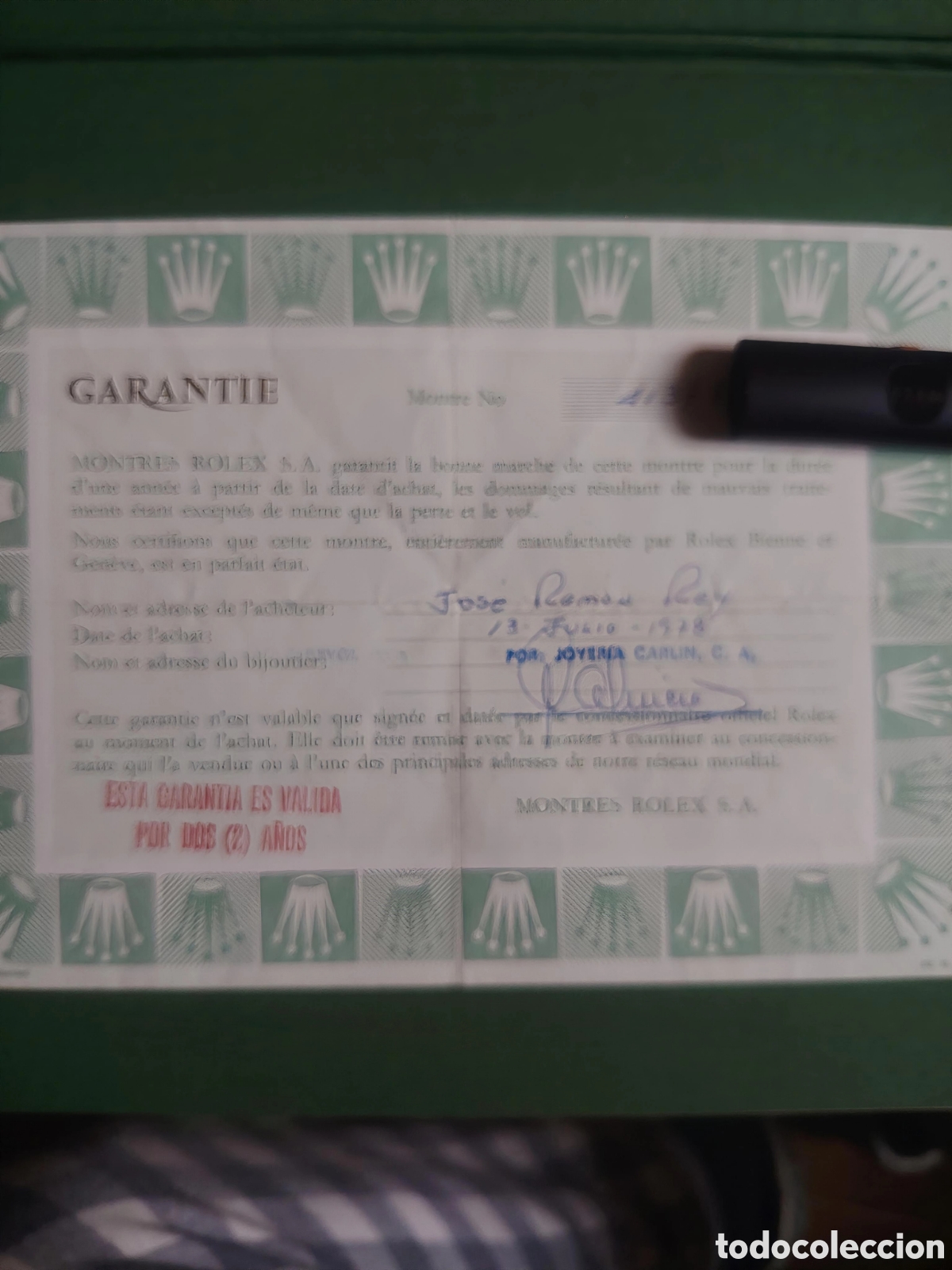 Vintage: Vintage Rolex Cosmograph oyster Guarantee Certificate 1978 Hand Filled.