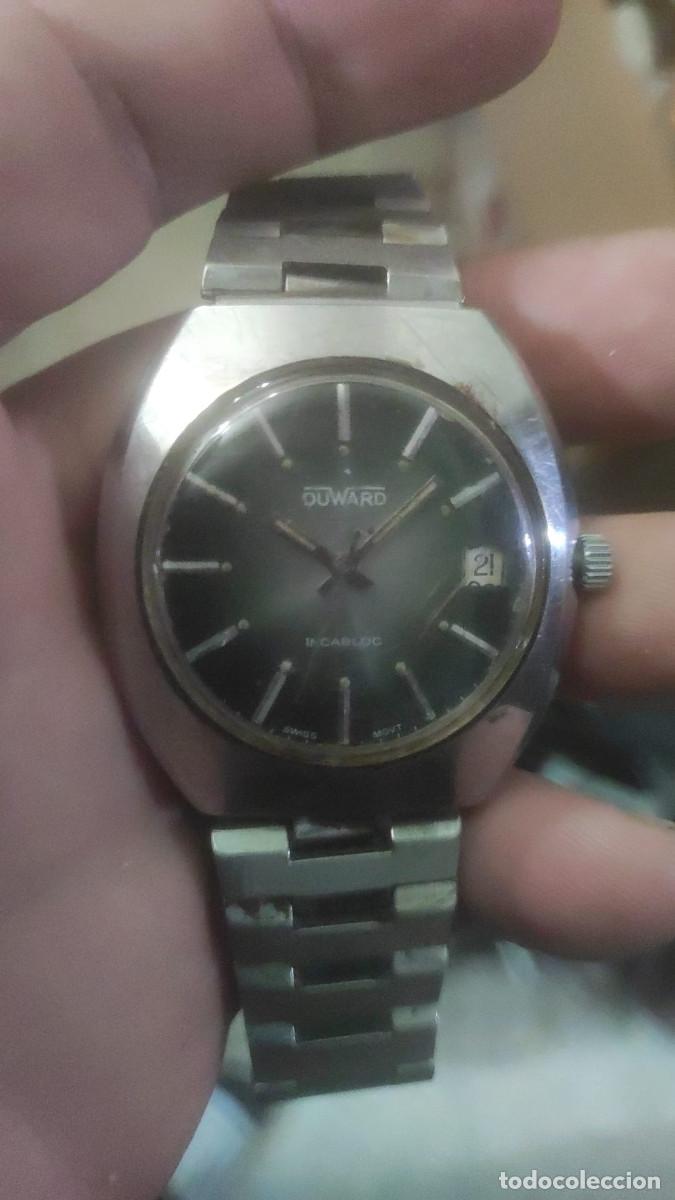 Vintage Uhren: Duward Reloj A&ntilde;os 70 Autom&aacute;tico Esfera Verde Degradada Incabloc Swiss - Caja TV Screen Acero