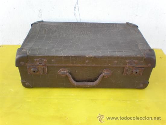 antigua maleta carton duro y cuero - Compra venta en todocoleccion