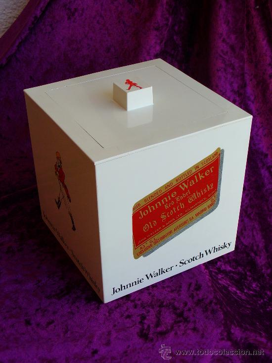 Vintage: CUBITERA  JONNIE WALKER BLANCA 18X18 cm.(GASTOS DE ENVIO  8&euro; PENINSULA Y BALEARES RESTO CONSULTAR.