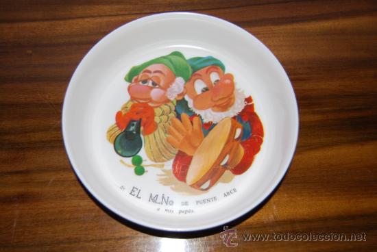 Vintage: PLATO INFANTIL DE PL&Aacute;STICO DURO - EFMEN (GIJ&Oacute;N) - BLANCANIEVES - A&Ntilde;OS 70 - PUBLICIDAD CANTABRIA