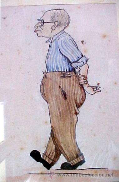 Vintage: cuadro acuarela caricatura - Foto 3