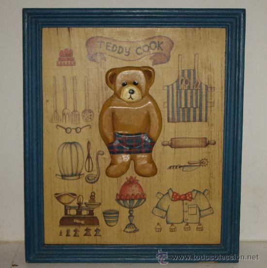 Vintage: CUADRO INFANTIL TEDDY COOK - Foto 1