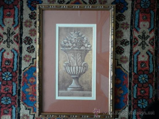Vintage: CUADRO CON L&Aacute;MINA CL&Aacute;SICA DE COPA CON FRUTAS