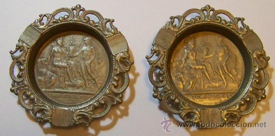 Vintage: Ceniceros metalicos neoclasicos. (2 unidades)