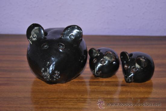 Vintage: RATONES DE BARRO ESMALTADO - A&Ntilde;OS 70