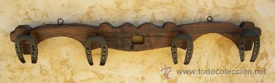 Vintage: yugo de bueyes madera , perchero pared herraduras ,,,mue365