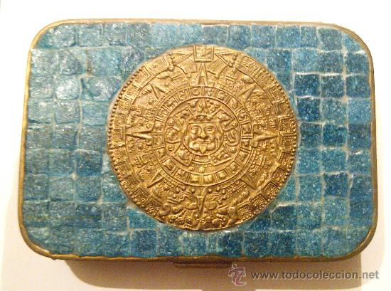 Vintage: Joyero Bronce Mosaico Calendario Azteca M&eacute;xico 60s