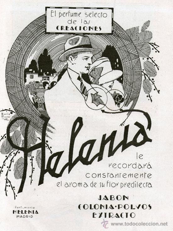 Vintage: CARTEL O ANUNCIO PUBLICIDAD HELENIA COSMETICOS ART DEC&Oacute; 16,5X23,5cm. EN PAPEL A&Ntilde;O:1926 EMILIO FERRER