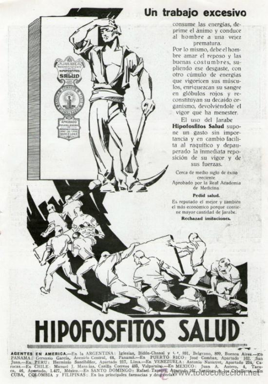 Vintage: HIPOFOSFITOS SALUD. CARTEL PUBLICIDAD DE PRENSA TAMA&Ntilde;O: FOLIO. EN PAPEL. A&Ntilde;O: 1928. ORIGINAL