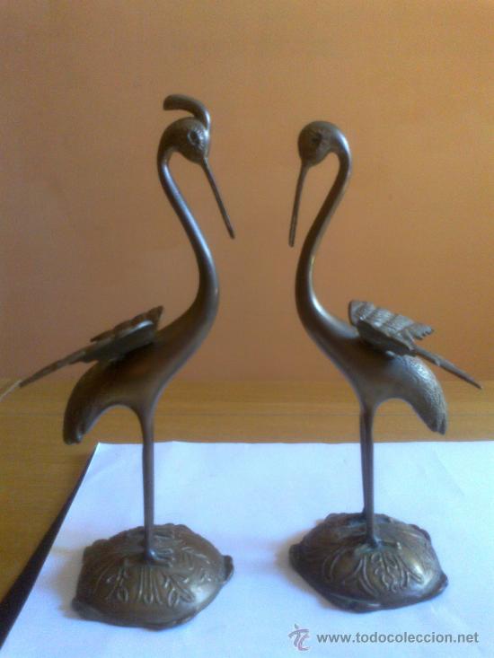 Vintage: DOS FIGURAS DE PAJARO EN METAL