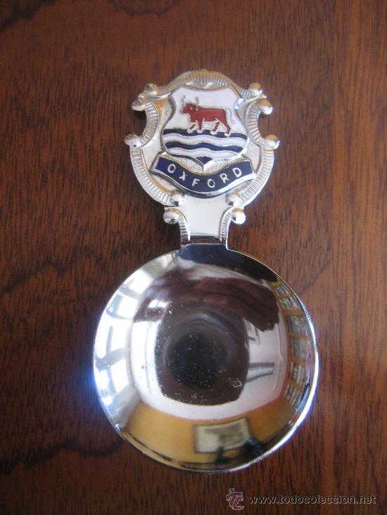Vintage: Cuchara, cucharita o cucharilla para t&eacute; con escudo esmaltado de Oxford, Gran Breta&ntilde;a