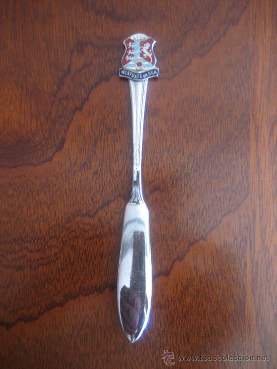 Vintage: Cuchillo cuchillito de untar con escudo esmaltado de Westgate on Sea, Gran Breta&ntilde;a