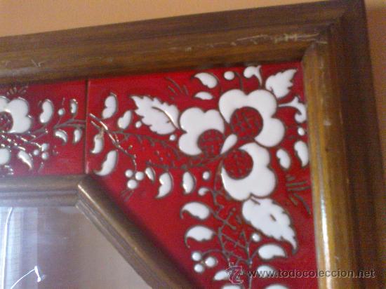 Vintage: ESPEJO EN MADERA Y AZULEJO - Foto 6