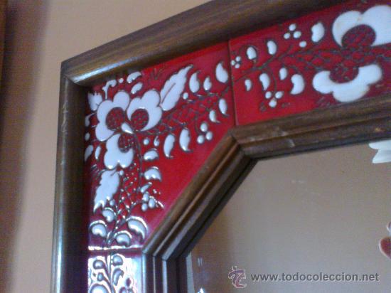 Vintage: ESPEJO EN MADERA Y AZULEJO - Foto 7
