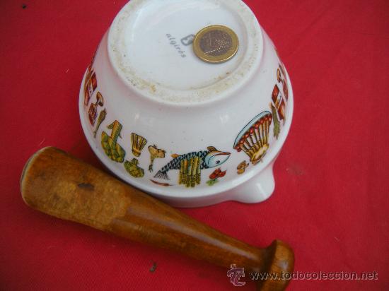 Vintage: MORTERO A&Ntilde;OS 70 EN PORCELANA MARCA ALGIR&Oacute;S