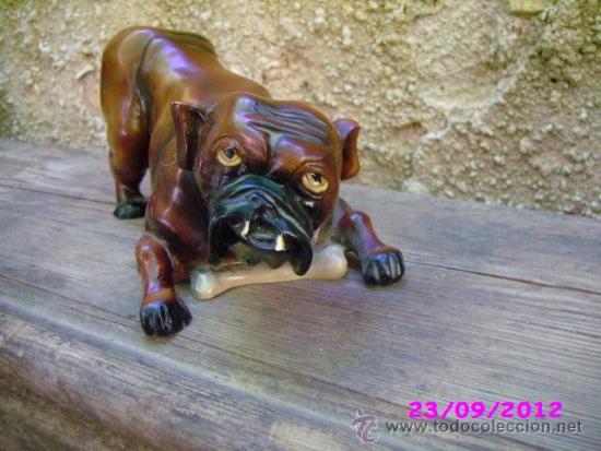 Vintage: perro buldog bonita figura 20 cm aprox.