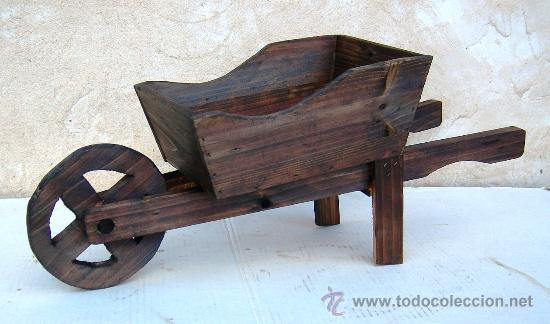 Vintage: carretilla de madera, apero de labranza, jardin , jard365