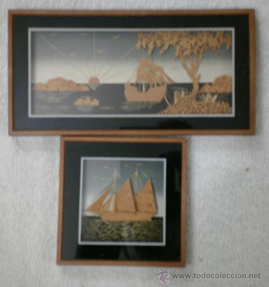 Vintage: PRECIOSA PAREJA DE CUADROS EN MINIATURA DE CORCHO &iexcl;OFERTA!