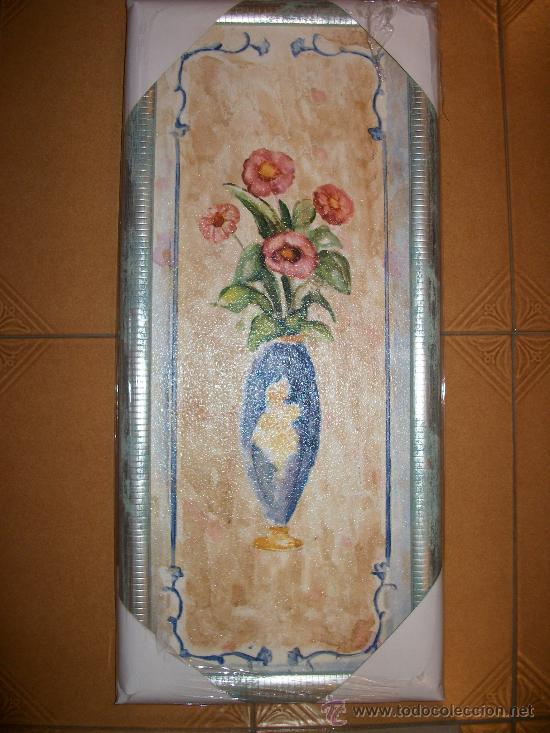 Vintage: CUADRO DUO - JARRON CON FLORES  - 54x25CM - Foto 2