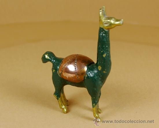 Vintage: ORIGINAL LLAMA DE COBRE Y LATON PINTADA DE COLOR VERDE - A&ntilde;os 80 -
