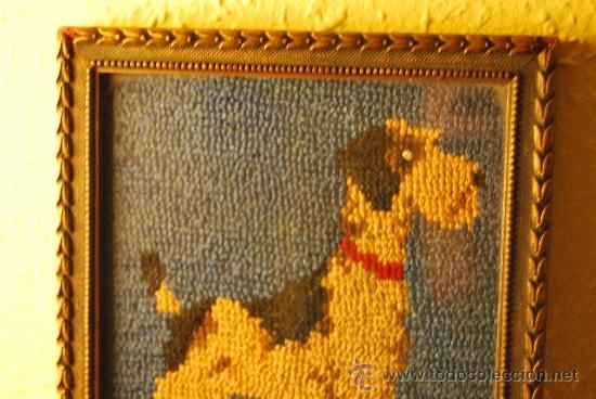 Vintage: ANTIGUO CUADRO DE PETIT POINT - PERRO - FOX TERRIER - Foto 3