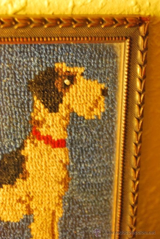 Vintage: ANTIGUO CUADRO DE PETIT POINT - PERRO - FOX TERRIER - Foto 5