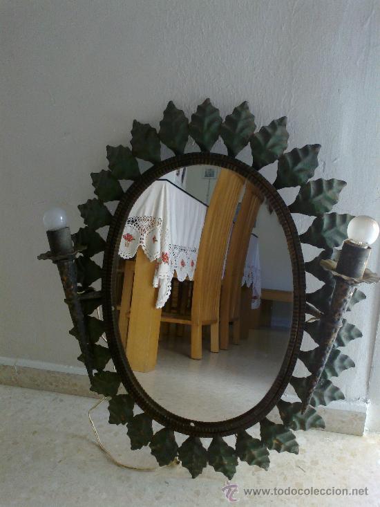 Vintage: ESPEJO SOL VINTAGE CON ANTORCHAS - Foto 1