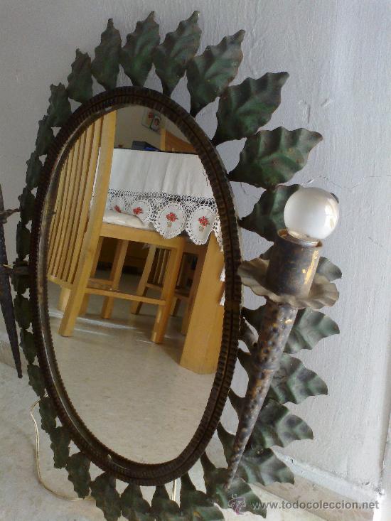 Vintage: ESPEJO SOL VINTAGE CON ANTORCHAS - Foto 2