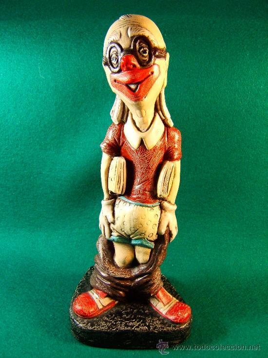 Vintage: PAYASO CON LOS PANTALONES BAJADOS - 23X9 CM. - YESO - DECADA 1970 ?