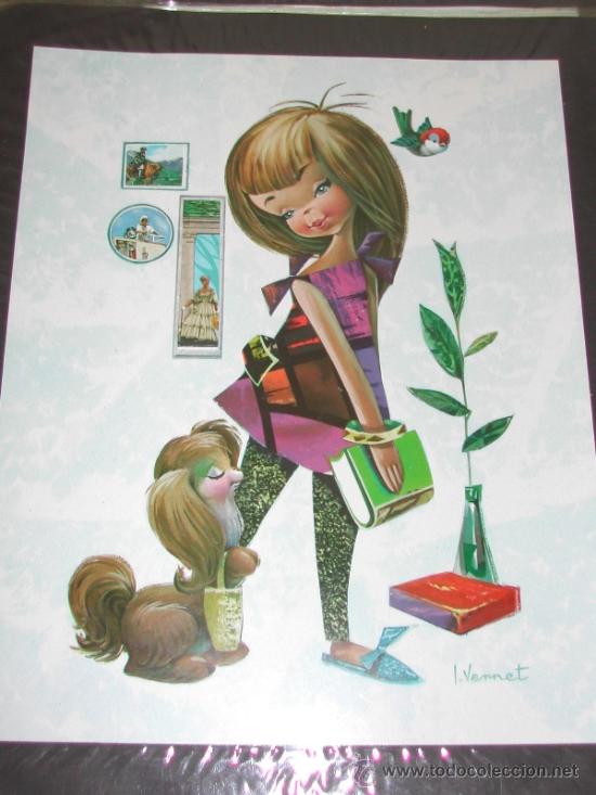 Vintage: L&aacute;mina para Enmarcar de I. VERNET - A&ntilde;os 60 - Procede de Muestrario.