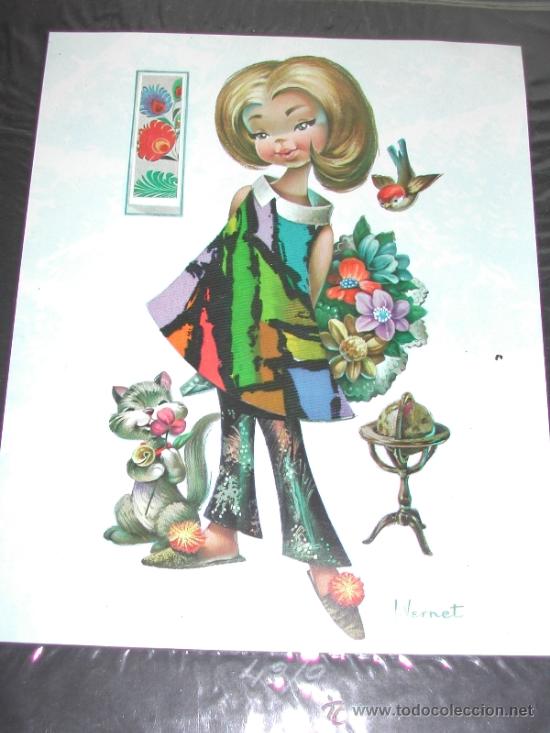 Vintage: L&aacute;mina para Enmarcar de I. VERNET - A&ntilde;os 60 - Procede de Muestrario.