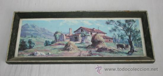 Vintage: CUADRO ANTIGUO PARECE SER DE LOS A&Ntilde;OS 50 CON LAMINA O DIBUJO