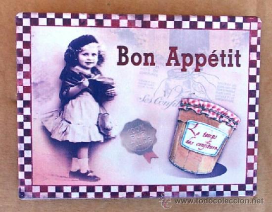 Vintage: cartel de chapa bon appetit ,,,chap365