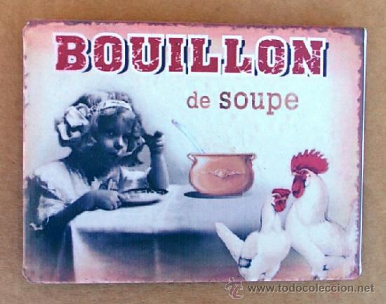 Vintage: cartel de chapa gallinas bouillon ,, chap365