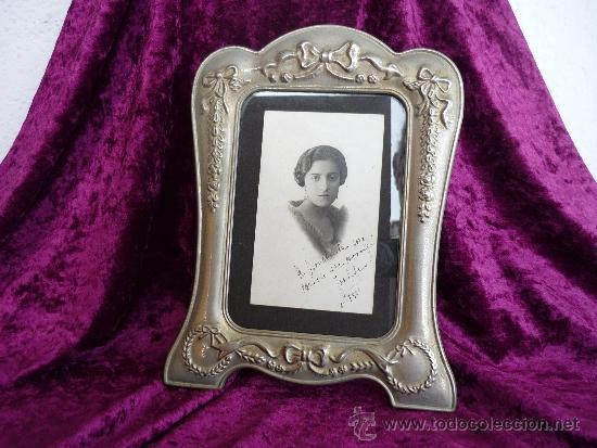 Vintage: PORTAFOTOS CON FOTOGRAFIA A&Ntilde;O1930.MEDIDAS INTERIOR.13X18-26X19.