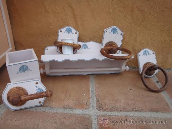 Vintage: Conjunto de ba&ntilde;o de madera - Foto 1