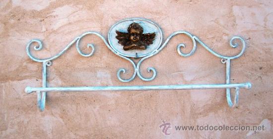 Vintage: toallero de hierro blanco roto, ba&ntilde;o ,,,mue365