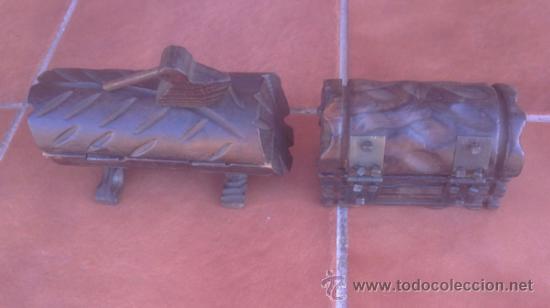 Vintage: PEQUE&Ntilde;OS COFRES-ARCONES EN MADERA TALLADA - Foto 3
