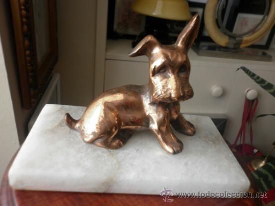 Vintage: PERRO TERRIER DE COBRE SOBRE MARMOL - Foto 5