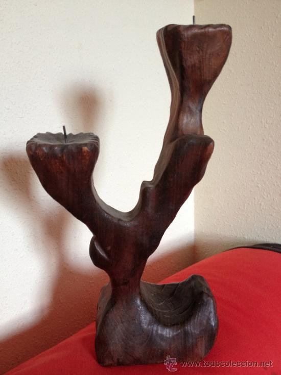 Precioso candelabro de madera vintage - ideal p - Vendido en Venta