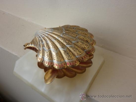Vintage: CURIOSO CENICERO CON FORMA DE CONCHA  DE ALUMINIO Y FILIGRANA A&Ntilde;OS 60