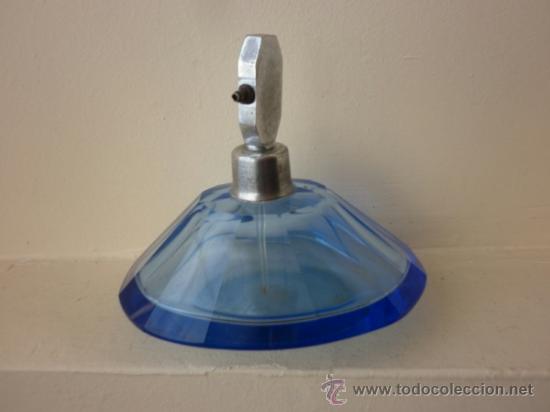 Vintage: FRASCO PARA PERFUME DE CRISTAL Y METAL A&Ntilde;OS 50
