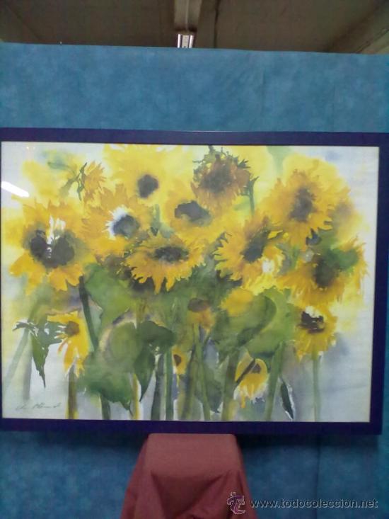 Vintage: LAMINA VINTAGE GIRASOLES ENMARCADA