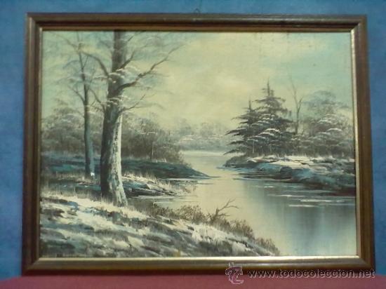 Vintage: PAISAJE OLEO SOBRE CARTON VINTAGE SIN FIRMA.