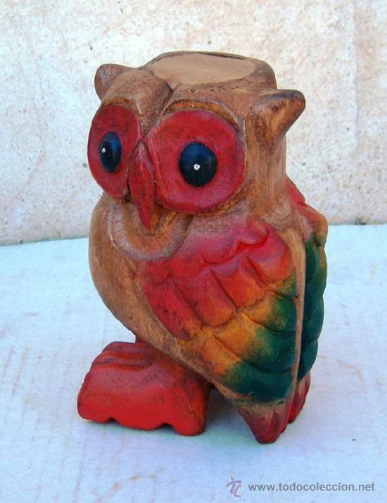 Vintage: buho de madera grande (13 cm de alto) con silbato,llamada de los buhos, mercado medieval