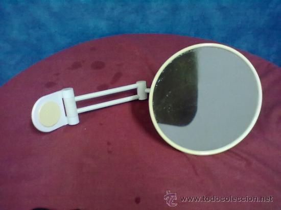 Vintage: ESPEJO AUMENTO ASEO BA&Ntilde;O MAQUILLAJE RETOQUE PLEGABLE PLASTICO CRISTAL VINTAGE